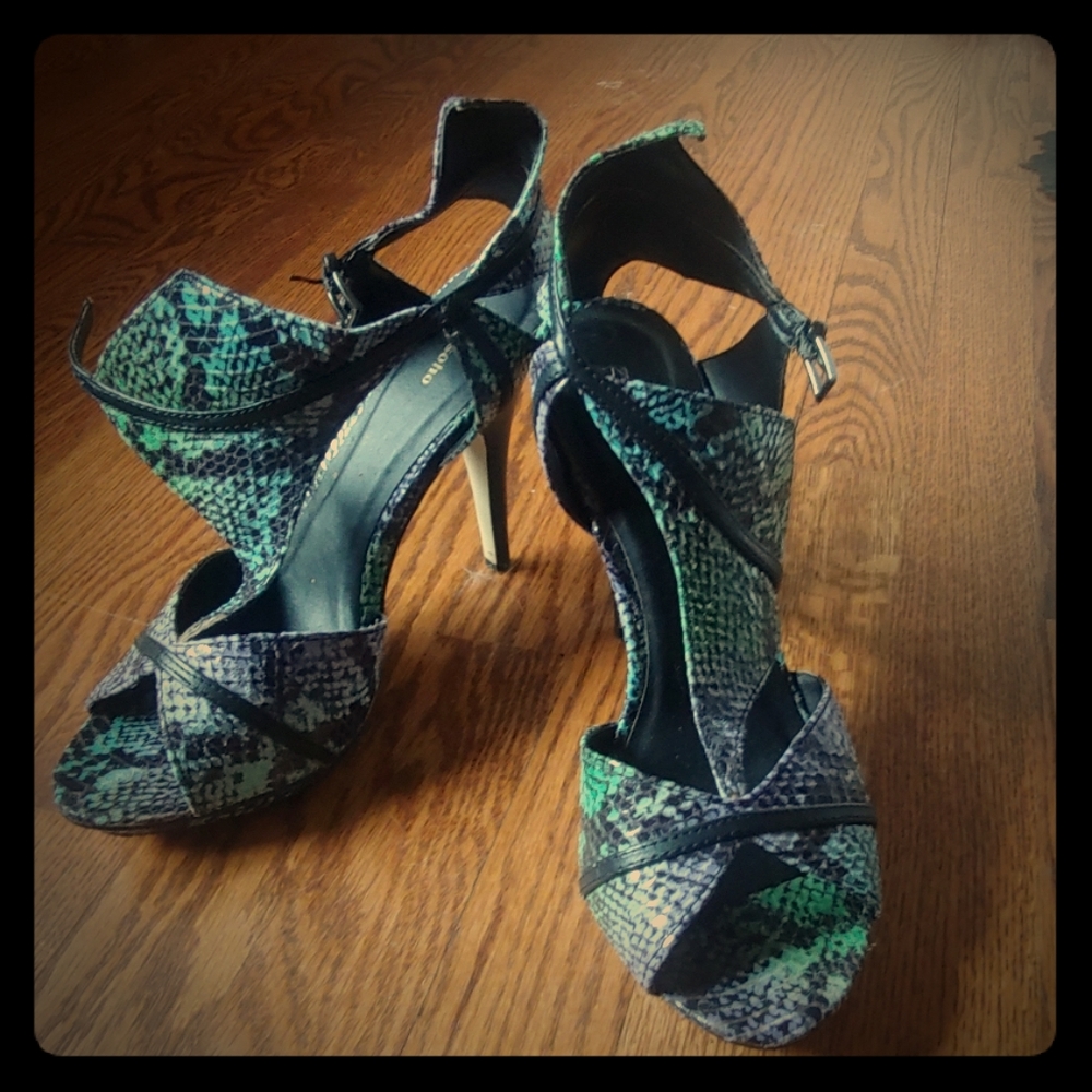 Faux snake skin heels